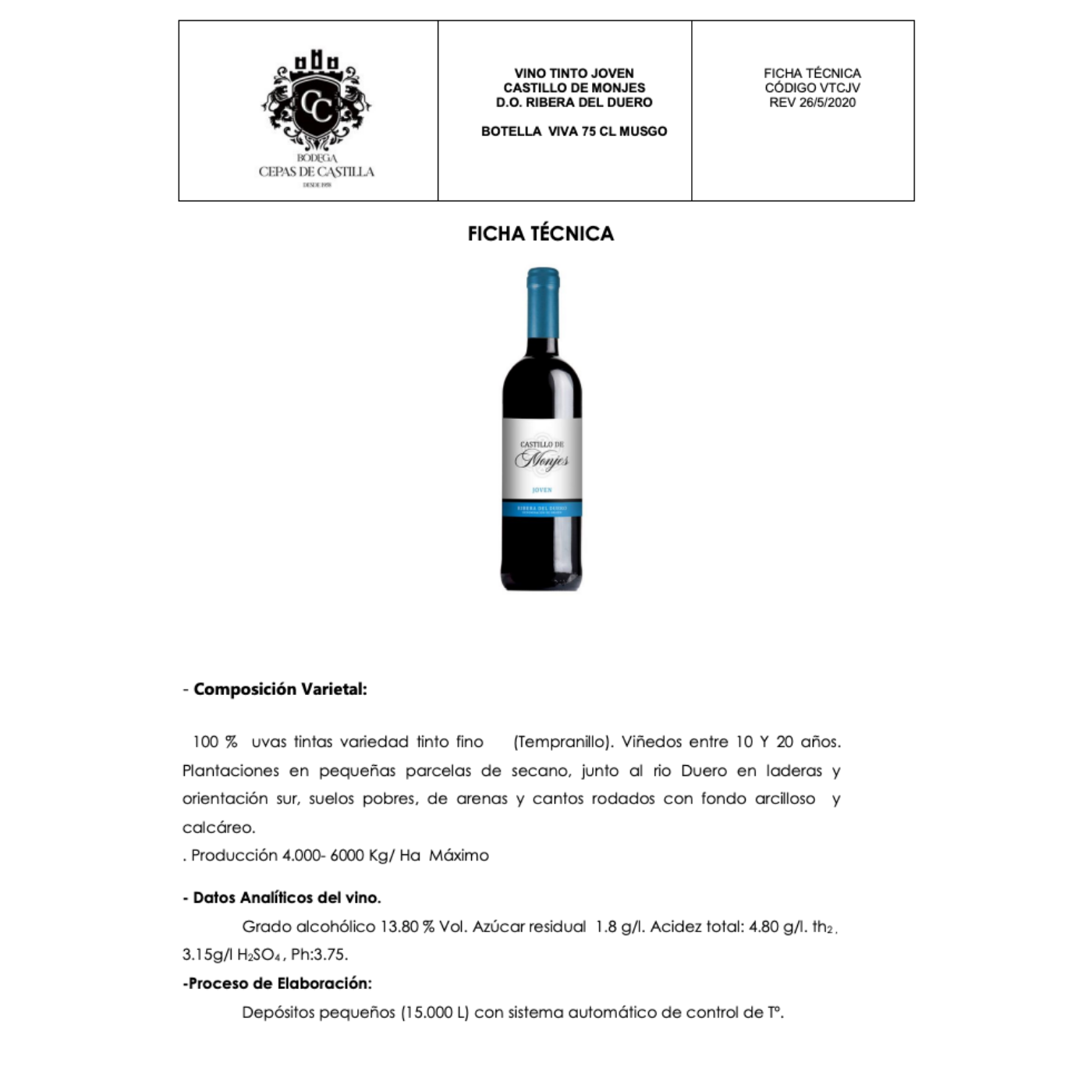 Castillo de Monjes 75cl. - Imagen 2