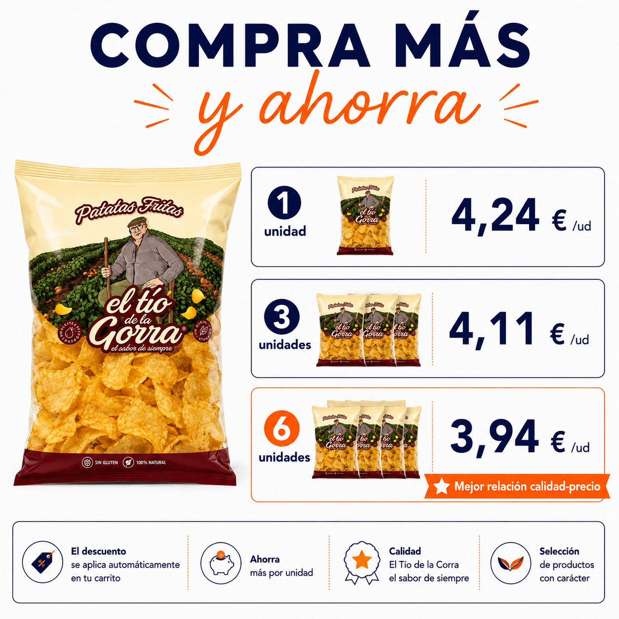Patatas fritas El Tío de La Gorra 500 g - Imagen 2